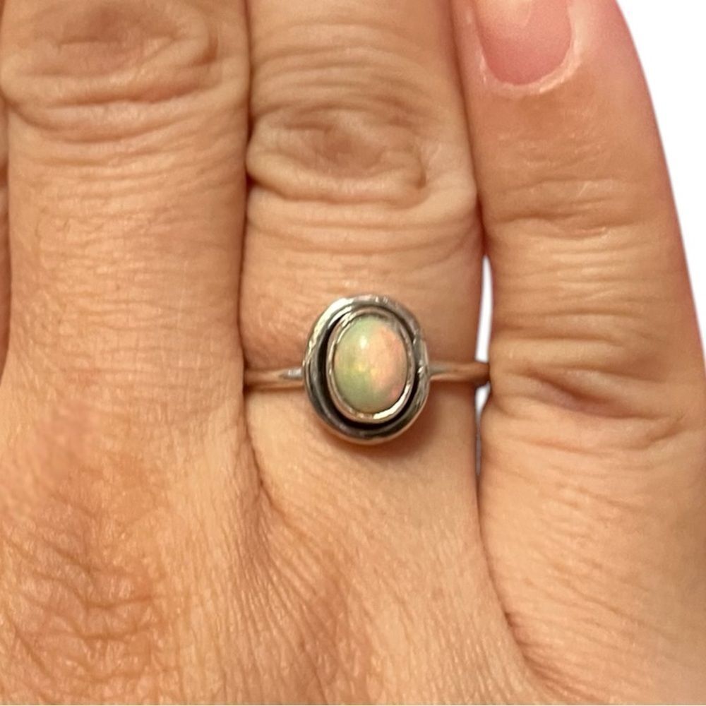 Genuine Ethiopian Opal Sterling Silver Ring Size 7